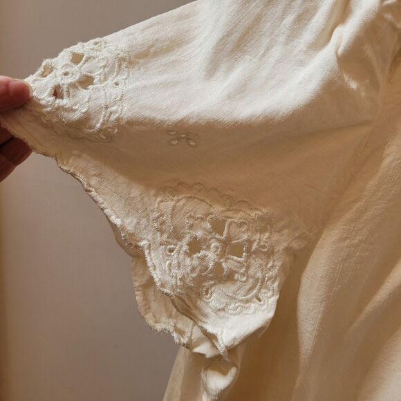 Lc Lauren Conrad Boho Ivory Lace Keyhole Tie Trim Top Wmns Sz L - Picture 3 of 11